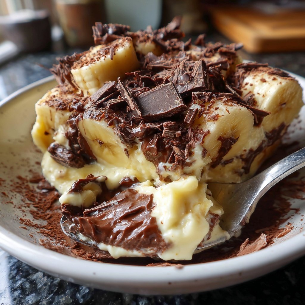 Bananenpudding mit Schokolade