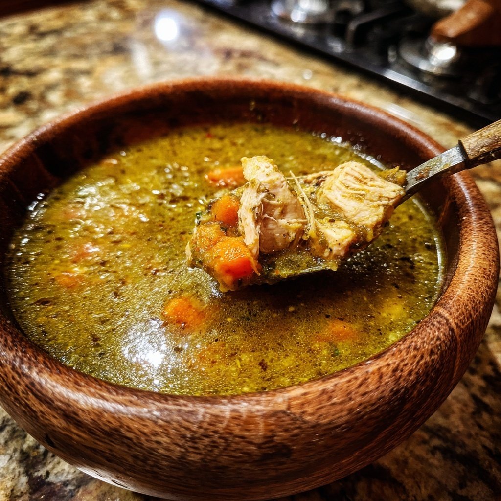 Slow Cooker Hähnchen Pozole Verde Suppe
