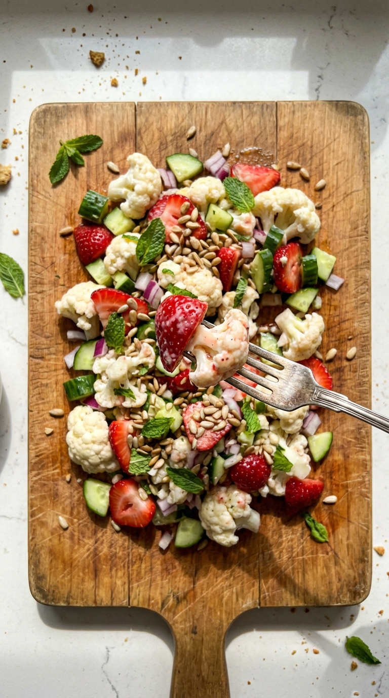 Erfrischender Erdbeer Blumenkohl Salat​