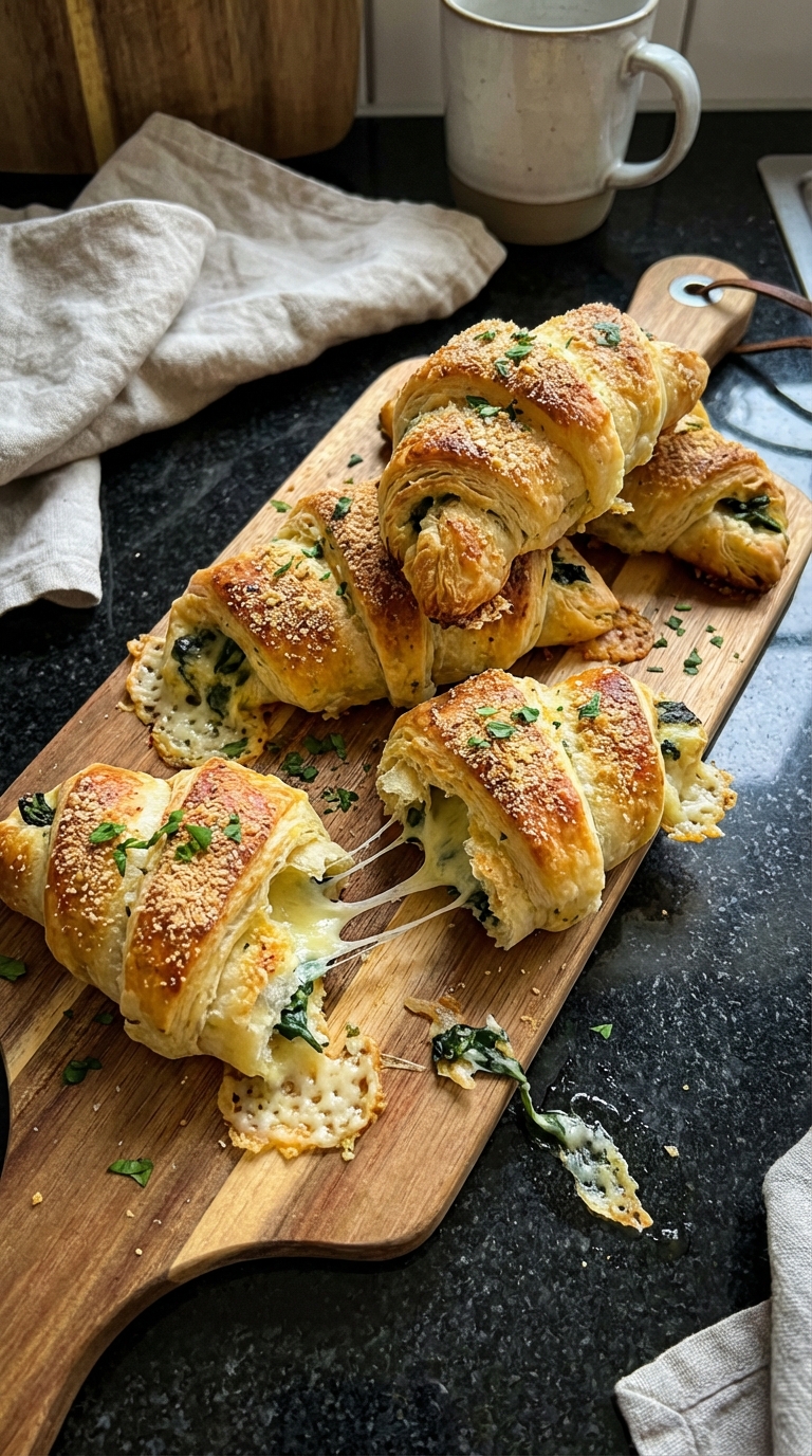 Käsige Spinat Croissant Rollen​