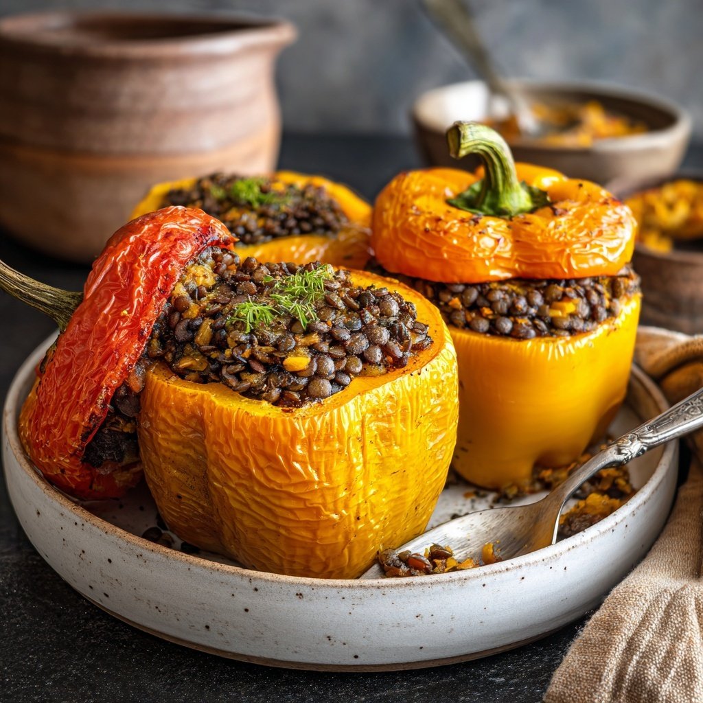 Rauchige Linsen-Gefüllte Paprika