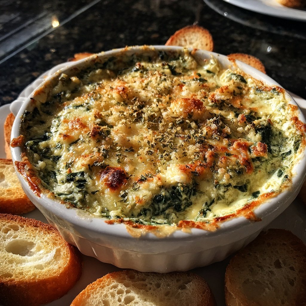 Spinat Artischocken Dip mit Semmelbröseln