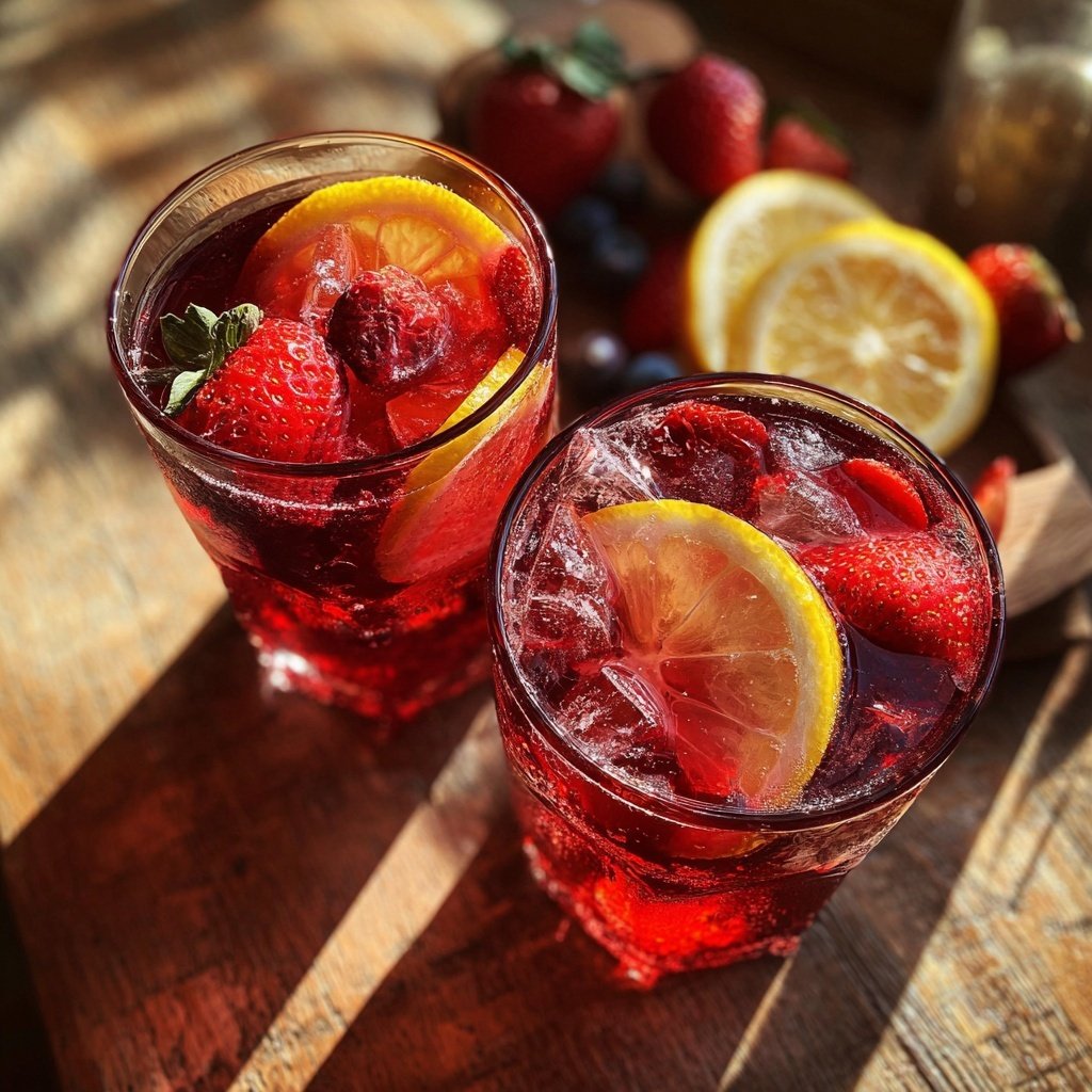 Süße Tee-Sangria mit Beeren