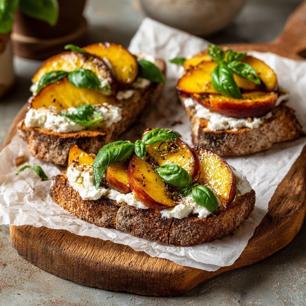 Pfirsich Basilikum Bruschetta