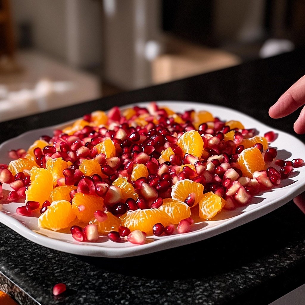 Orangen-Rotkohl-Salat mit Granatapfelkernen