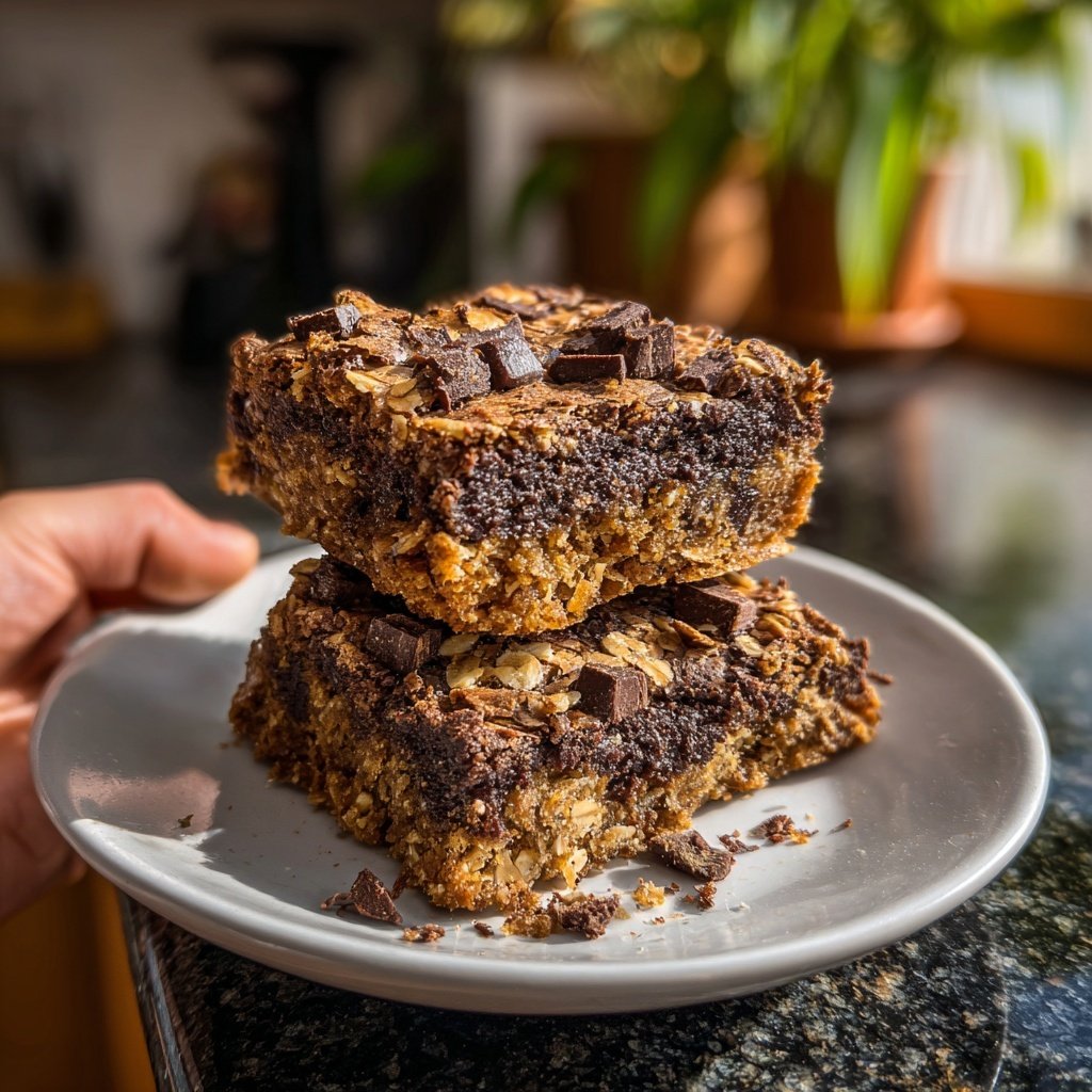 Brownie Gebackener Haferflocken Schokostückchen