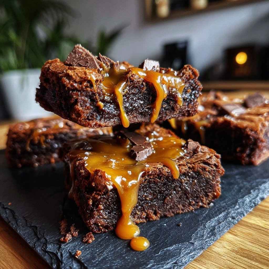 Schokoladen Brownies mit gesalzenem Karamell