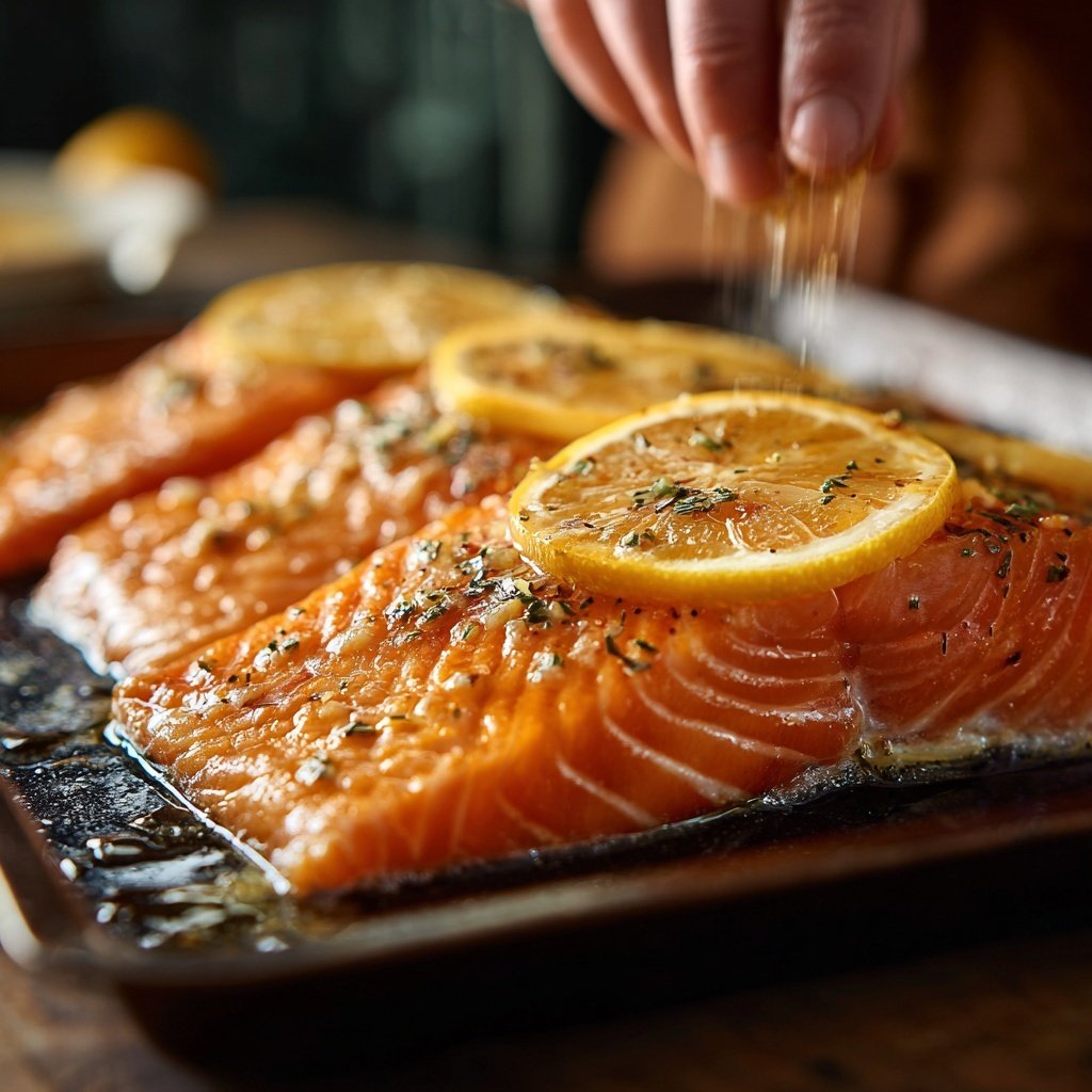 Einfacher Gebackener Lachs Zitronenbutter