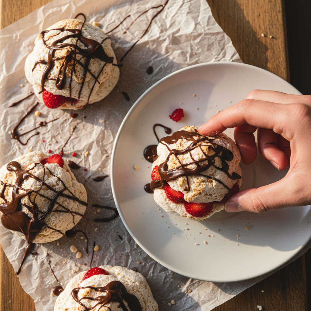 Schokoladen Erdbeer Baiser Küsse