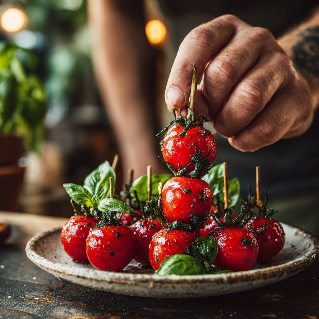 Einfache Caprese Kirsch Tomaten Spieße