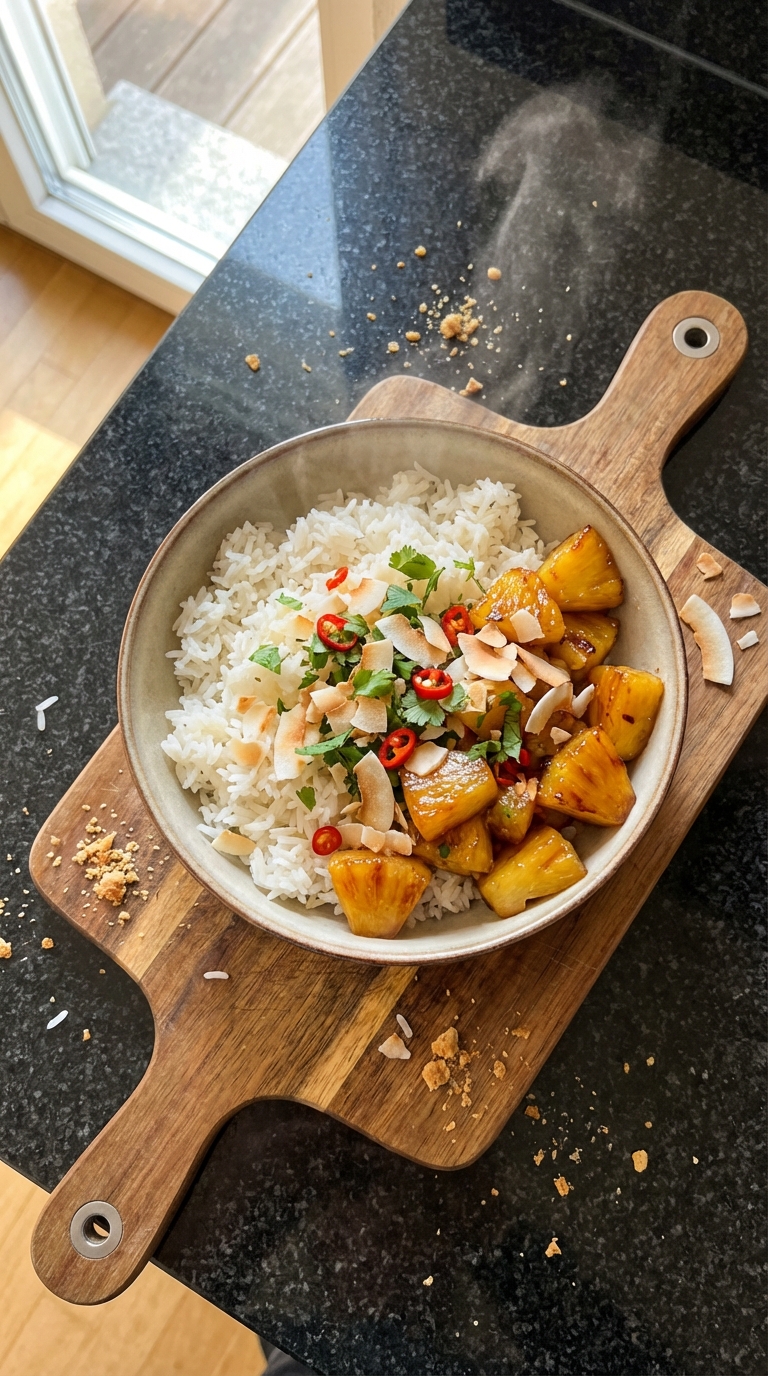 Tropische Ananas Reis Bowl