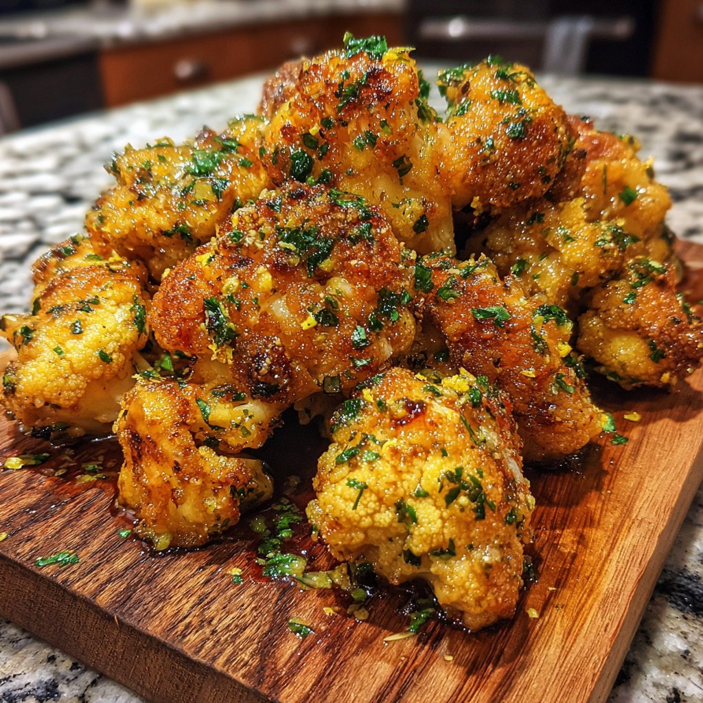 Zitronen-Knoblauch Blumenkohl aus der Heißluftfritteuse