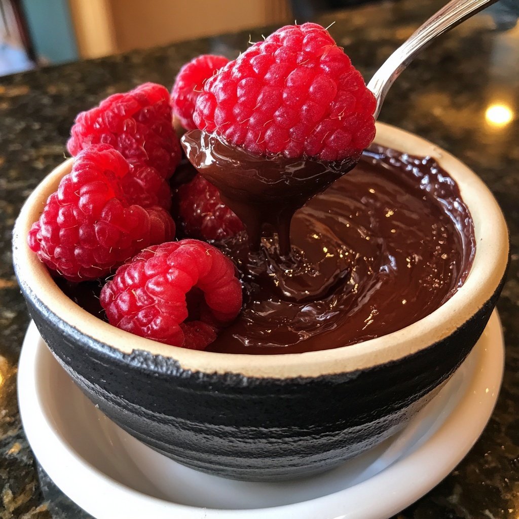 Leidenschaftliches Himbeer Schokoladen Fondue