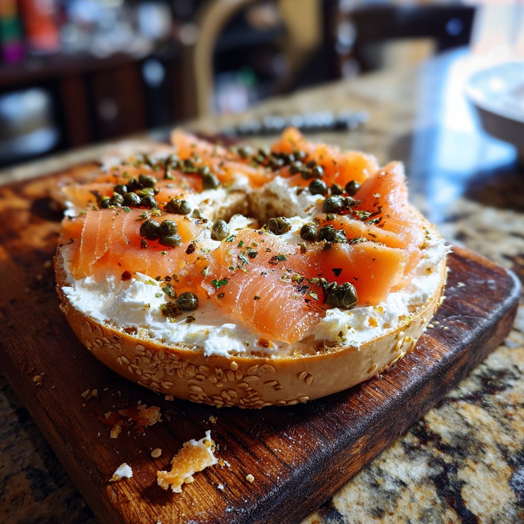 Frühstücks-Bagel mit Lachs