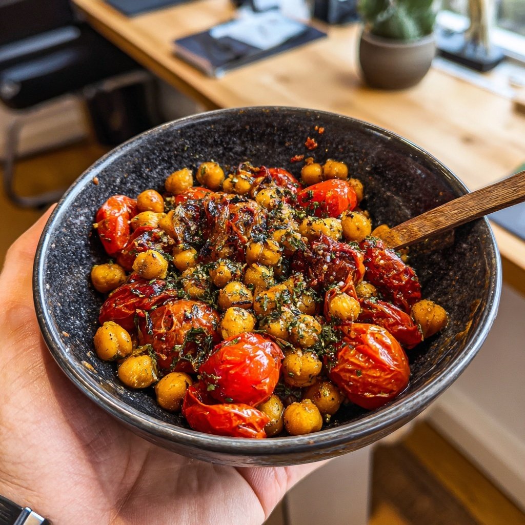 Gewürzte Kichererbsenbowls Feuer Tomaten