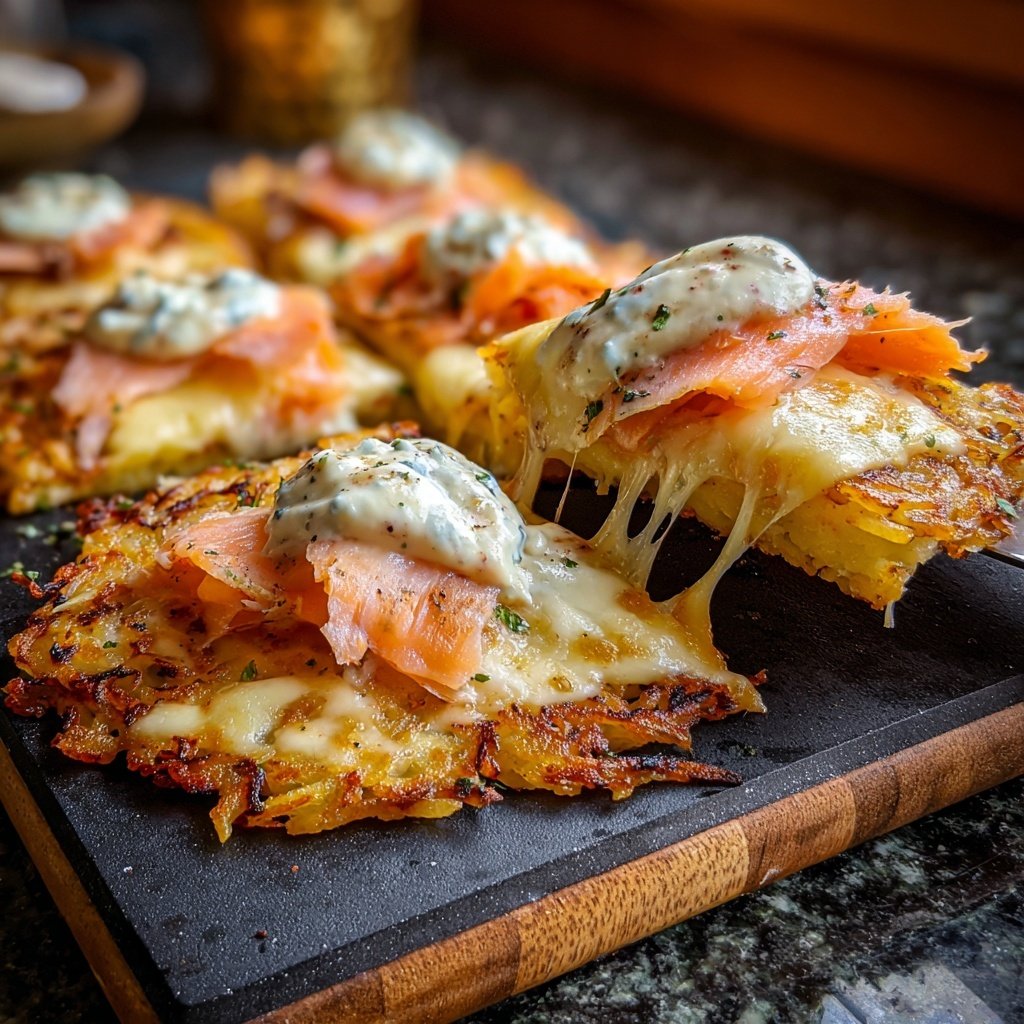 Raclette mit Rösti, Räucherlachs und Meerrettich-Dip
