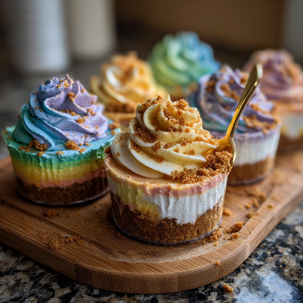 No-Bake Rainbow Cheesecake Cups
