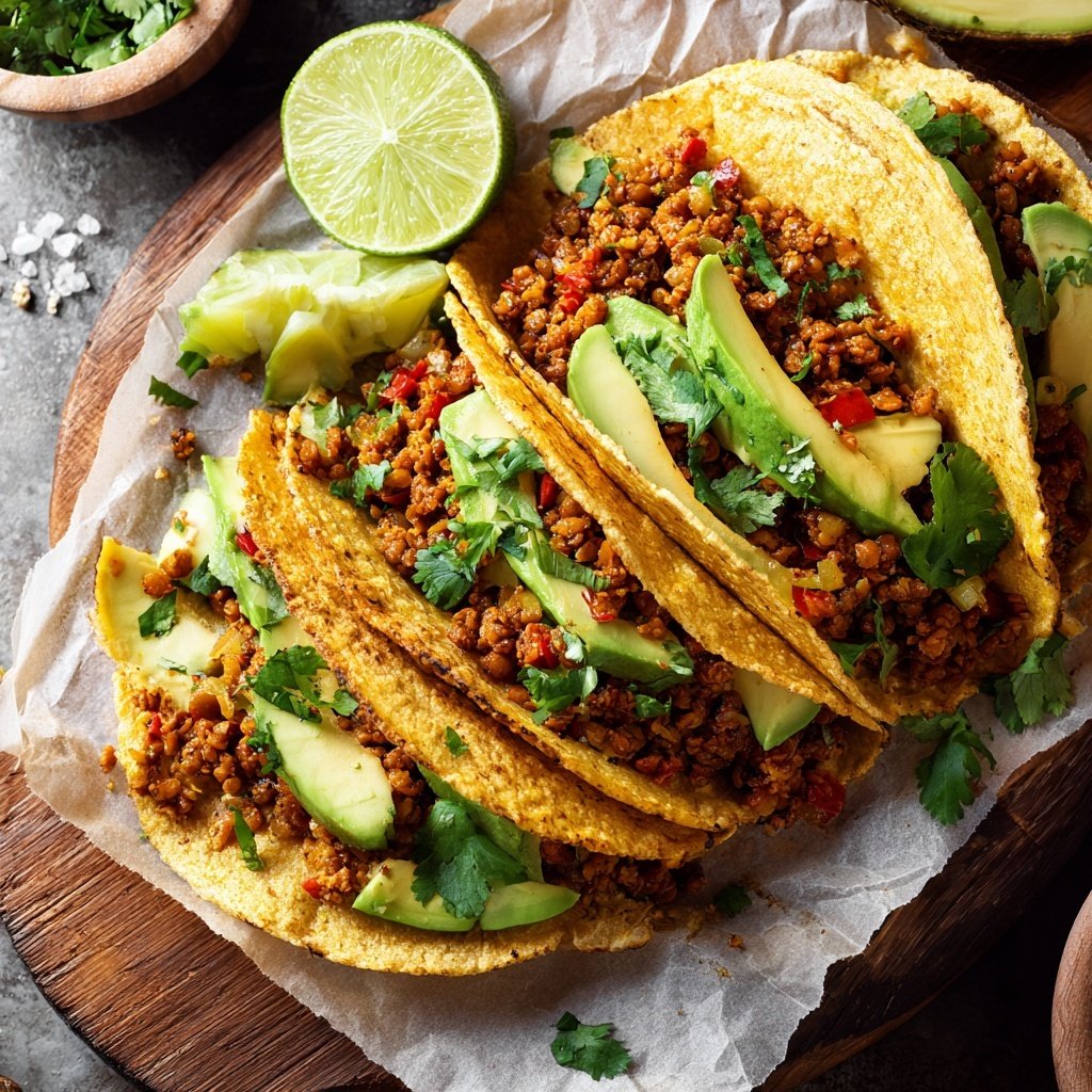Würzige Linsen Tacos mit Avocado