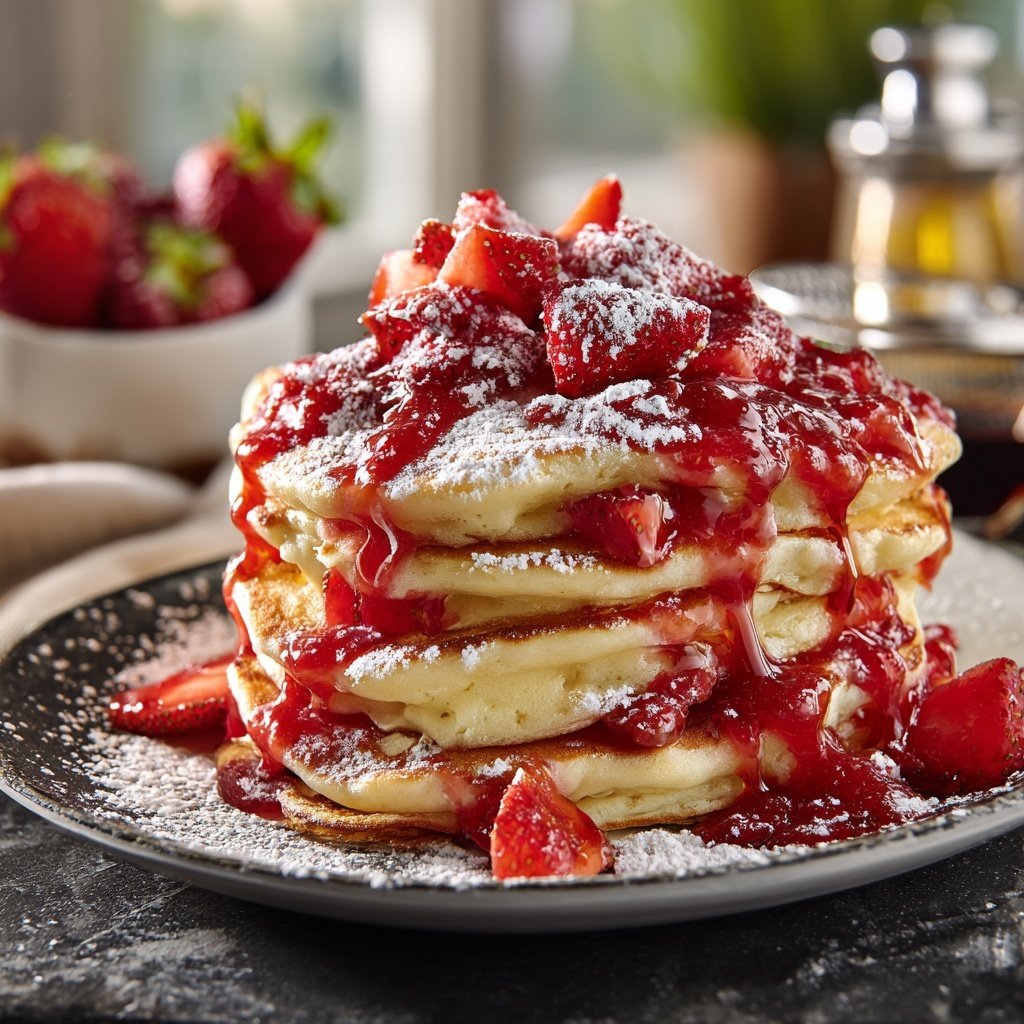 Unendlicher Erdbeer-Pfannkuchen-Stapel