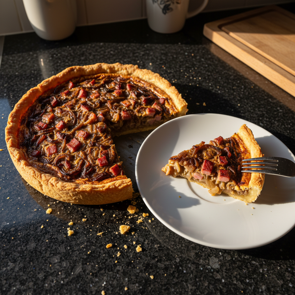 Karamellisierte Zwiebel und Schinken Quiche