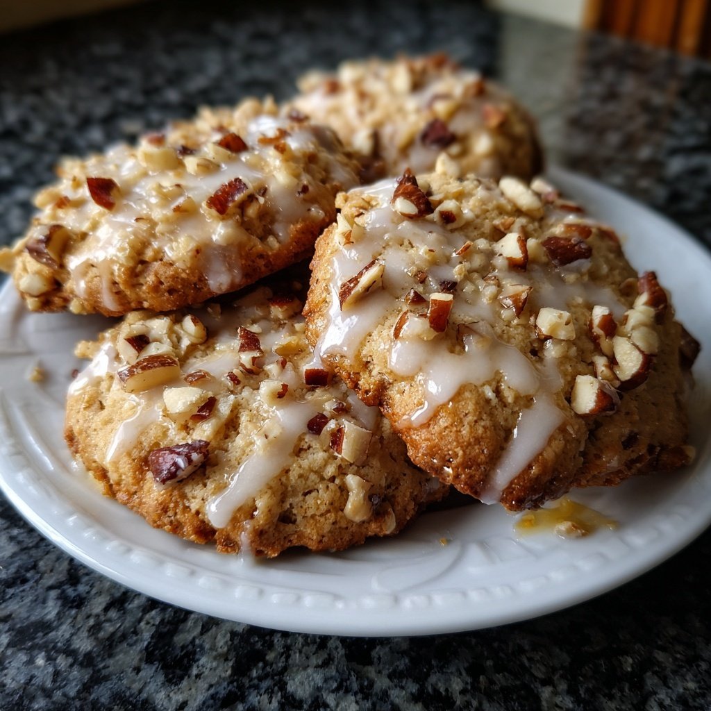 Lebkuchen-Plätzchen mit Nüssen und Zitronenglasur